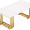 Elegant 70.9" Executive Desk - White with Gold Metal Legs - Image 6