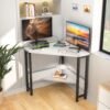 Small Corner Desk with Outlets – Compact Triangle Desk for Small Spaces, Computer Desk with USB Ports and Storage – Ideal for Home Office, Workstation, Living Room, Bedroom, White - Image 3