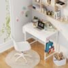 Compact White Desk with Drawers - 32 Inch Home Office Computer Desk with Fabric Storage Drawer and Bag, Study Writing Table for Small Spaces - Image 3