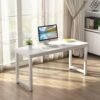 Modern 63 x 31.5 Inch Executive Office Desk - Large Computer Table for Home Office, Study, or Workstation - Spliced Desktop, White - Image 5