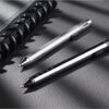 Fine Writing Solid Metal Barrel Ballpoint Pen with 2 Refills, Medium Point, 1.0 mm, Silver Barrel, Assorted Ink Colors
