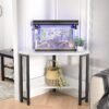 Small Corner Desk with Outlets – Compact Triangle Desk for Small Spaces, Computer Desk with USB Ports and Storage – Ideal for Home Office, Workstation, Living Room, Bedroom, White - Image 5