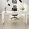 Modern 63 x 31.5 Inch Executive Office Desk - Large Computer Table for Home Office, Study, or Workstation - Spliced Desktop, White