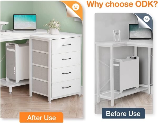 Corner Desk with Drawers, L Shaped Computer Desk with USB Charging Port & Power Outlet, Home Office Desk with Monitor Stand and PC Stand - Image 3