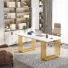 Elegant 70.9" Executive Desk - White with Gold Metal Legs