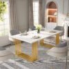 Elegant 70.9" Executive Desk - White with Gold Metal Legs - Image 4